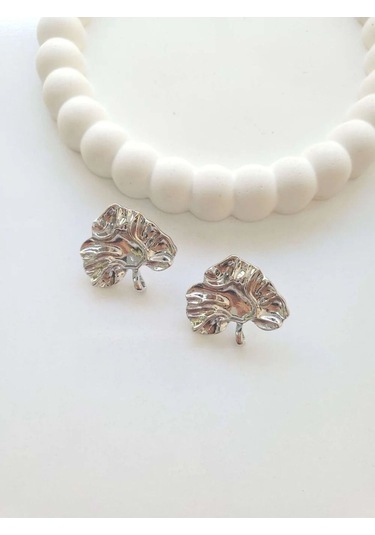 Çelik Silver Yaprak Kadın Küpe Sevgiliye Hediye