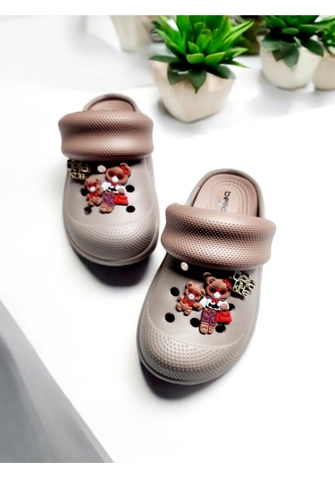 Eva Döngülü Sevimli Ayı Sticker Deniz,havuzi,plaj Terliği Gri