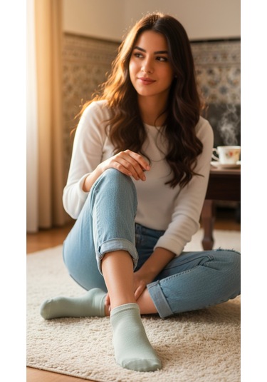 Bravie Kadın Bambu Patik Çorap 785 Yeşil 6'lı Paket Yeşil
