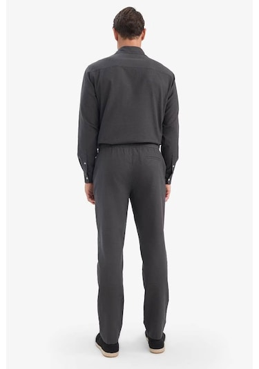 Defacto %100 Pamuk Slim Fit Keten Görünümlü Jogger Antrasit Erkek Pantolon D2671ax/ar9 Antrasit