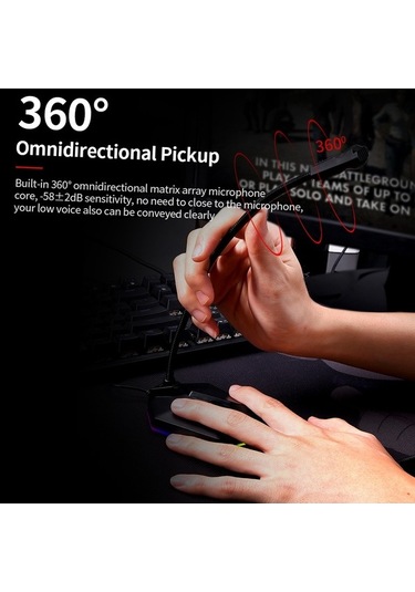 Didadodo Usb Oyun Mikrofonu - Rgb Led Aydınlatmalı, Gürültü Önleyici, 360 Ses Alma, Ayarlanabilir Metal Boyunlu