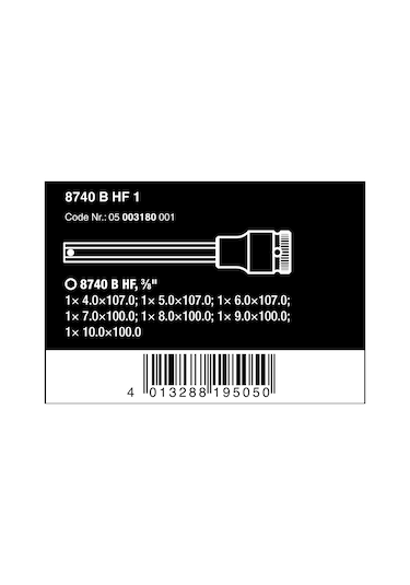 Wera 05003180001 8740 B Hf 1 Zyklop Uç Seti, 0,95 Cm Tahrikli, Al