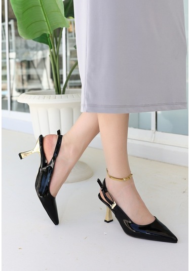 Zalin Siyah Rugan Topuklu Ayakkabı Siyah