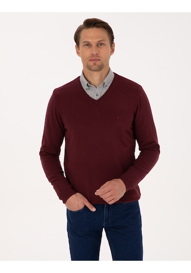 Pierre Cardin Erkek Koyu Bordo Kazak /triko 50314190-vr175 Koyu Bordo