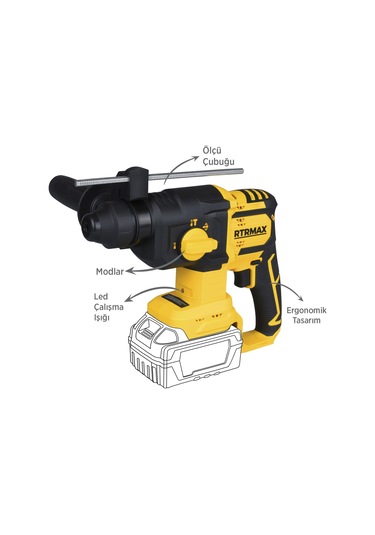 Rtrmax RTS5040B Şarjlı Sds Plus Kırıcı ve Delici Kömürsüz 1.8Jul 26mm - Akü Hariç