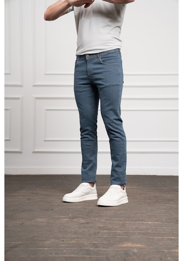 Erkek Marine Jean Slim Fit Dar Kesim Pantolon 25ms003019210 Marine Marine