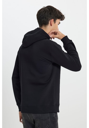 Regular Fit Normal Kesim Kapüşonlu İçi Polarlı Siyah Sweatshirt L242168001 Siyah