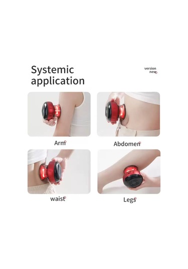 Geeksen Elektrikli Vakuum Kan Grubu Masaj Cihazı - 6 Seviye Isıtıcı Ve Şarj Edilebilir Akupunktur Skraping Aleti Kırmızı