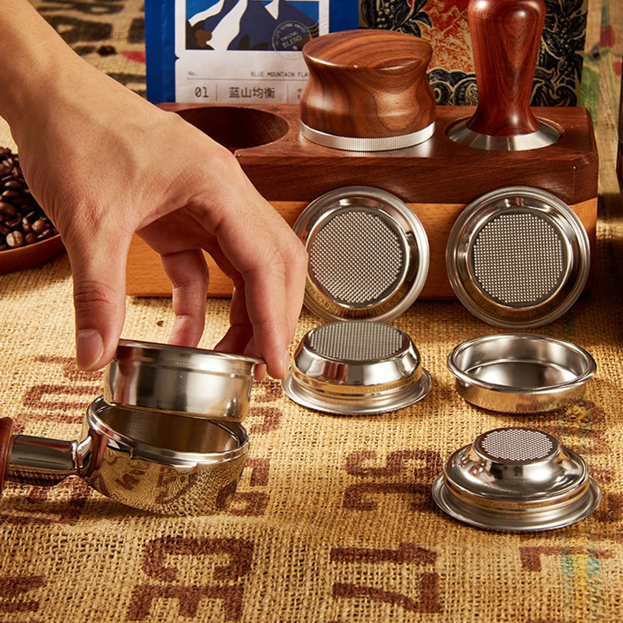 Kosona 58mm Çelik Kahve Filtre Sepeti - İki Kişilik Tek Duvarlı Kahve Hazırlama Aleti Gümüş