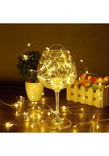 Yılbaşı Ağaç Süsleme Aydınlatma 10 Metre Pilli Peri Led Gün Işığı