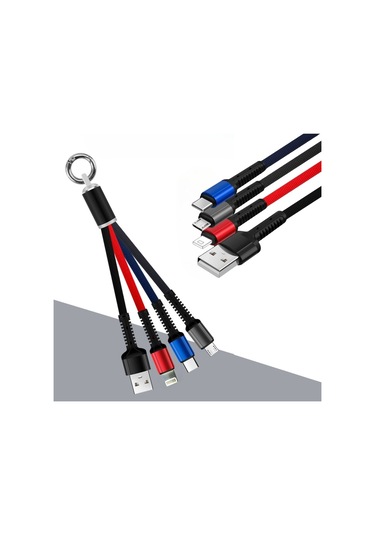 Woody Sofia Işıklı Anahtarlık Model 3 İn 1 Usb Çıkışlı Mikro,type-c Ve İphone Uyumlu Şarj Kablosu