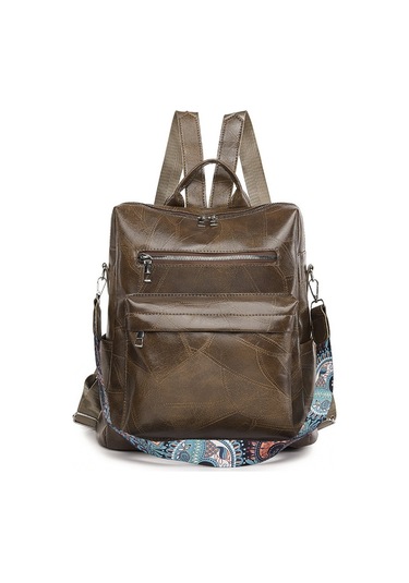 Ccgloball Retro Pu Sırt Çantası Büyük Kapasiteli Kadın Tek Omuz Çift Amaçlı Sırt Çantası Rahat Açık Seyahat Sırt Çantası Kadın Çantası Kahve - Taba Siyah