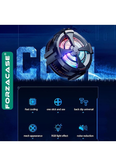 Forzacase Xiaomi Black Shark 5-5 Pro Uyumlu 5500 Rpm Kablolu Rgb Işıklı Manyetik Soğutucu Fan Fc560