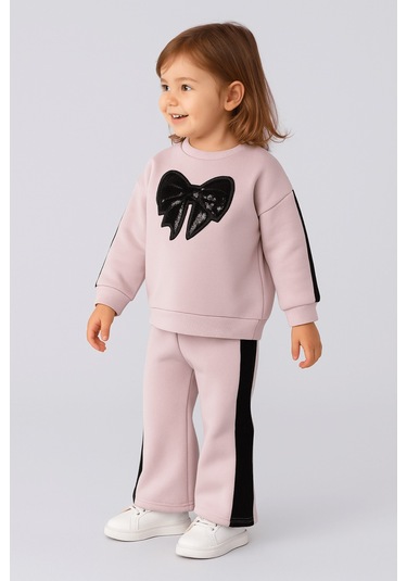 2-5 Yaş Fiyonk Payet İşlemeli Kız Çocuk Takım Gül Kurusu Gül Kurusu