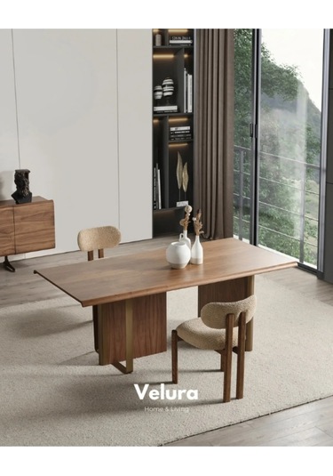 Efsun Yemek Odası Takımı Yemek Masası + 4 Adet Sandalye Kahverengi