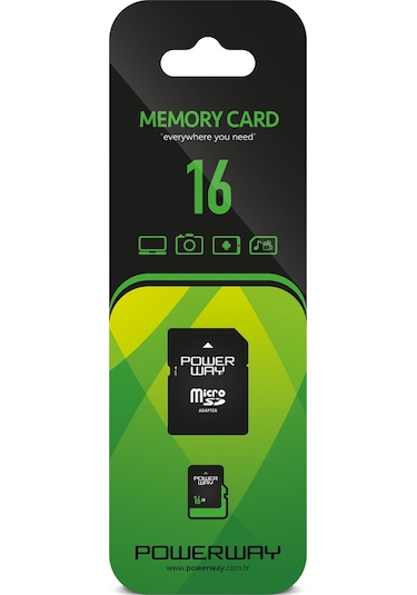 Powerway 16 GB MicroSDHC Hafıza Kartı + Adaptör