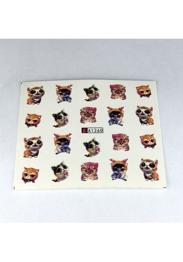 Sevimli Kedi Genç Kız Sticker Tırnak Süsleme Dövmesi Çoklu Dövme Etiket 6x5.5cm