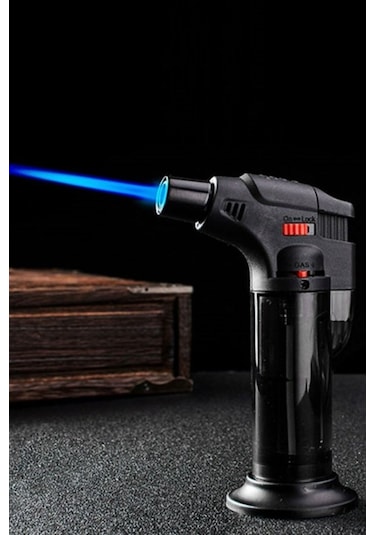 2 Adet Pürmüz Doldurulabilir Çakmak 1300 C Torch Depolu Orta Boy Siyah