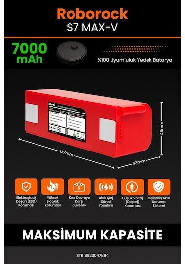 Roborock S7 Maxv Vacuum Robot Süpürge Bataryası 7000.mah