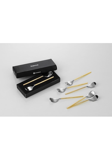 Tiamo Mios Çay Kaşığı Sap Gold 6 Lı Set Çelik