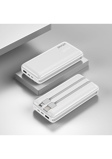 Shaza 20.000 Mah Kendinden Kablolu Taşınabilir Şarj Cihazı Beyaz