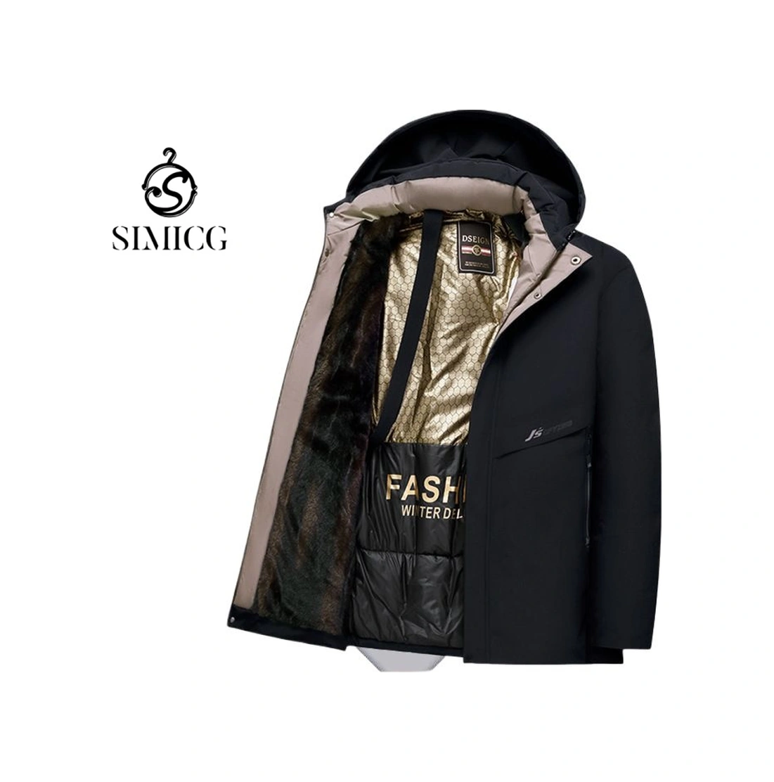 Kışlık Mont Pamuklu Mont Artı Kadife Kalınlaştırılmış Baba Orta Yaşlı Ve Yaşlılar İçin Sıcak Ceket Mont Siyah