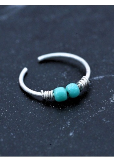 Gümüş İki Turkuaz Taş Ve Yay Detay Hızma 925 Ayar Hızma-hızma47 Gümüş