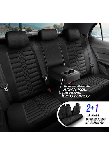 Panda Atina Serisi Jakar Kumaş Oto Koltuk Kılıfı   - Tam Set