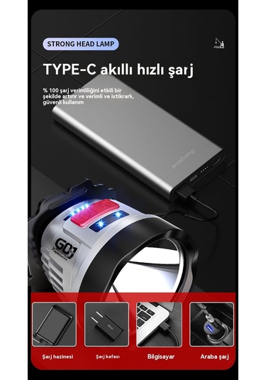 Jian Fan Led Dışmekan Gece Balıkçılılık Lam Basıfar Gümüş Siyah - Gümüş