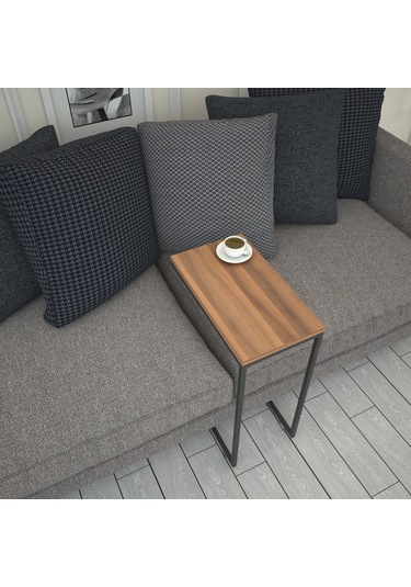 Callen Yan Sehpa & Tekerlekli Servis Sehpası Metal Ceviz