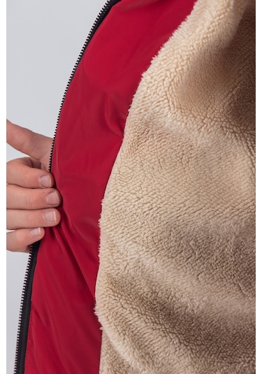 Nova Kumaş Kapüşonlu Erkek Çocuk Kışlık Mont Km2509 Kırmızı