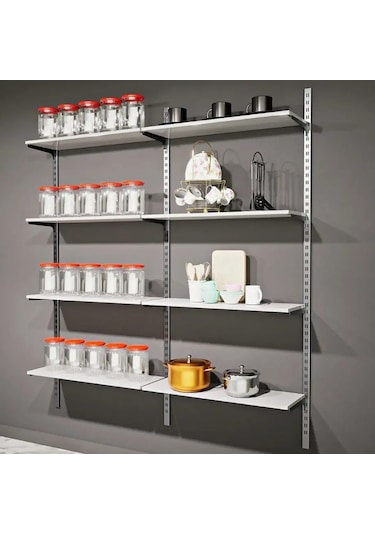 4 Katlı Duvara Monte Dekoratif Raf Sistemi