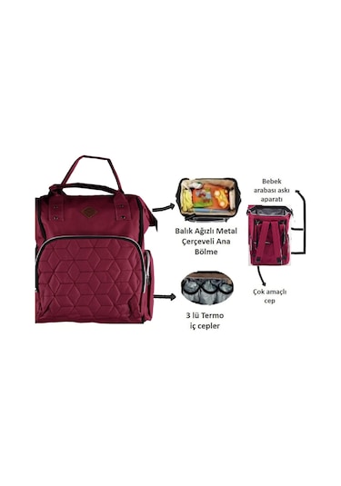 Bebek Taşıma Seti Portbebe & Anne Bebek Bakım Çantası Fuşya
