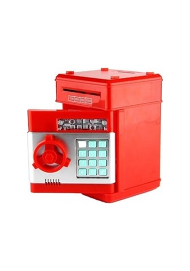 Kişiye Özel Şifreli Otomatik Kağıt Para Alan Kasa Kumbara Kırmızı