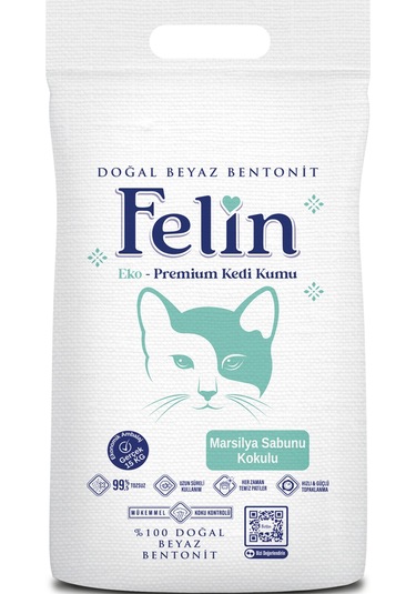 Felin Marsilya Sabunu Kokulu Topaklaşan İnce Bentonit Kedi Kumu 15 KG