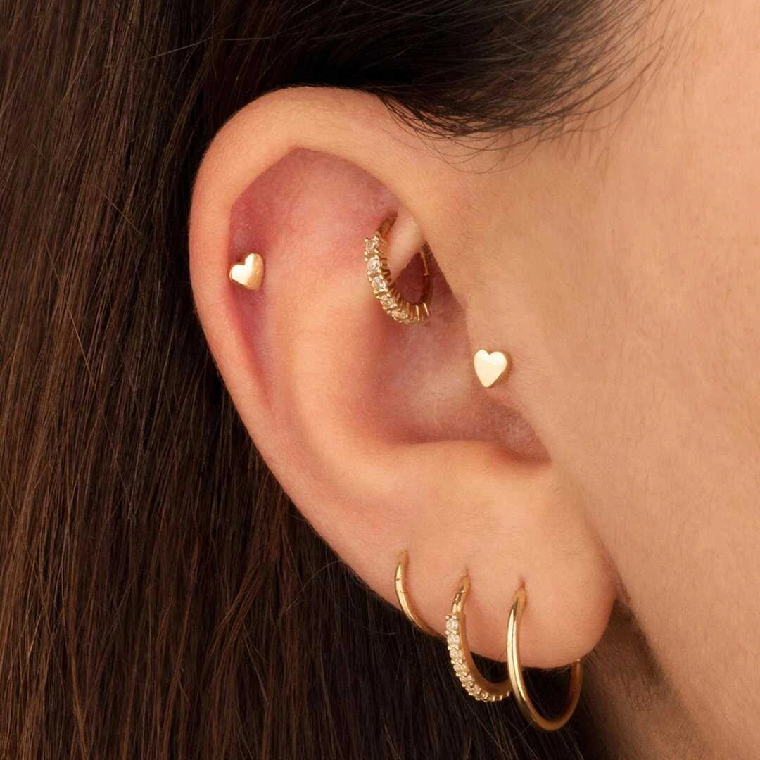 Cherry By Özkonak Kalp Minimal Tragus Piercing Sarı