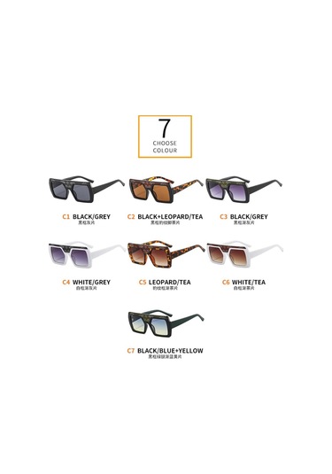 Erkek Büyük ÇerçeveKare Güneş Gözlüğü El Sanatları Desenli Çıkartmalar Dekoratif Gözlükler Siyah Gri