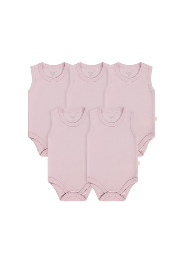 Civil Baby Organik 5 Li Sıfır Kol Çıtçıtlı Badi - Pembe
