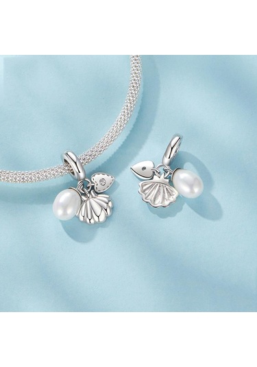 S925 Ayar Gümüş İnci Kabuk Üçü Bir Arada Bilezik Boncuklu Kolye Scc2973 Çok Renkli