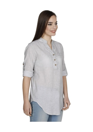 Uzun Kol Şile Bezi Akasya Bluz Gri Gri