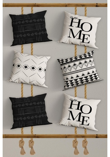 Belle Benoit Baskılı Dekoratif 6'lı Koltuk Kırlent Kılıfı Desen30