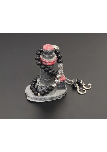 Tesbihsakarya Isimli - Kişiye Özel - Isme Özel - Parlak Oniks Doğaltaş Tesbih