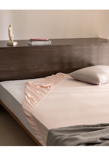 Ciel Tek Kişilik Plus %100 Pamuk Lastikli Saten Çarşaf - Açık Pudra 8684427179710 Çok Renkli