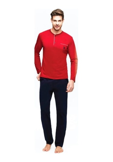 U.S. Polo Assn. 17384 Erkek Bordo Pijama Takımı 001