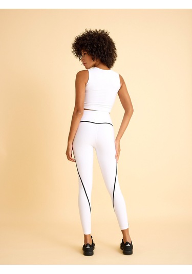 Menton Siyah Biyeli Beyaz Spor Tayt