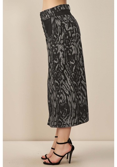 Evaze Çok Renkli Baskılı Etek Çok Renkli