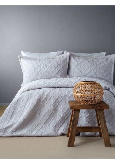 Bedline Tek Yatak Örtüsü Çift Kişilik Zen Gri 230x240 Cm Gri