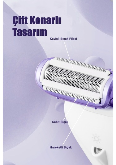 Ipx7 Su Geçirmez 3 İn 1 Epilatör Bacak Sırt Yüz Bikini Bölgesi