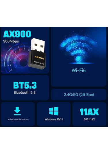 Fenvi Wifi-6 Wifi+bluetooth 5.3 Adaptörü Yüksek Çekim Ce Sertifik