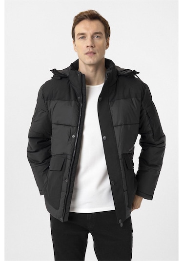Süvari Siyah Slim Kapitone Mont-34883 Siyah